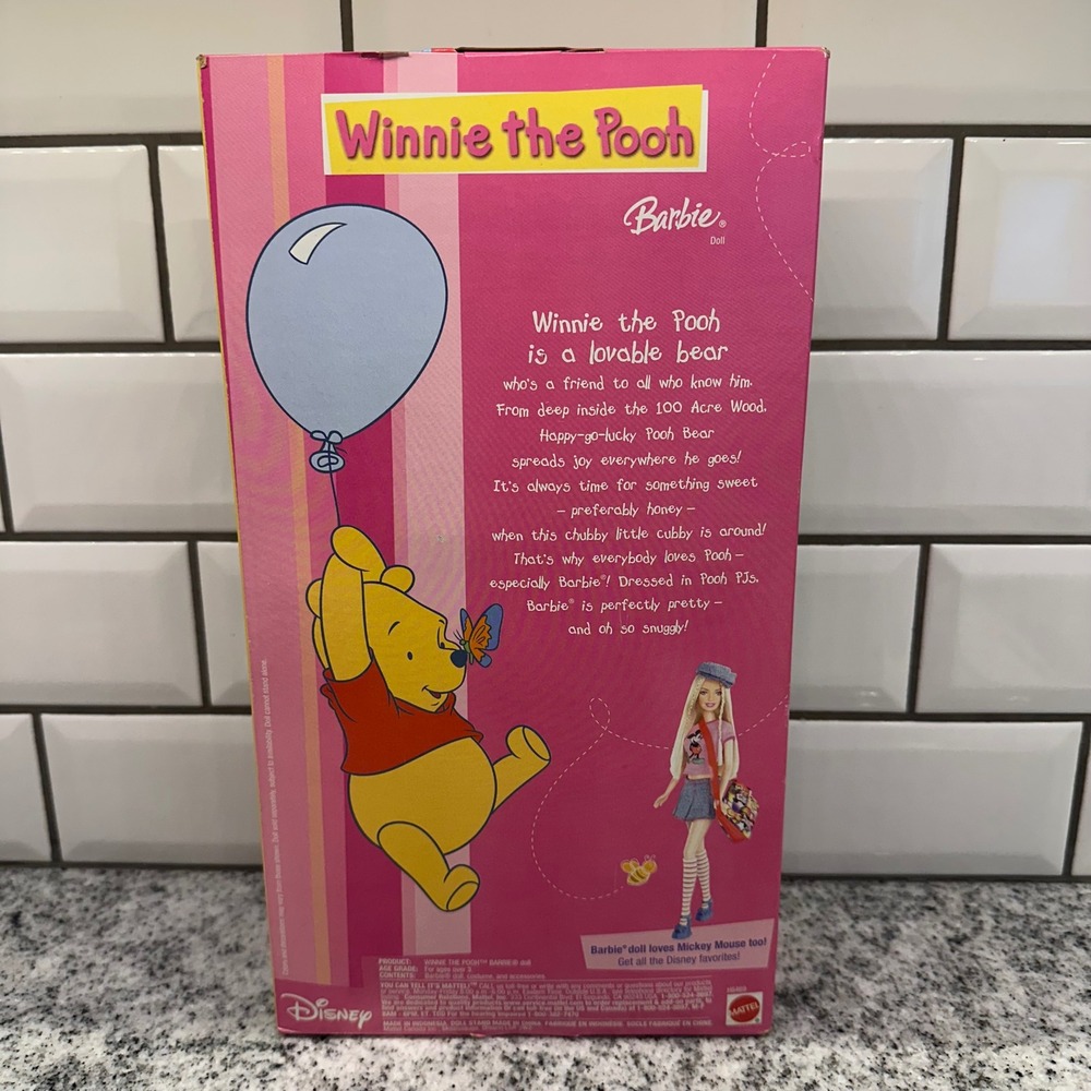 Mattel Barbie 12" Winnie the Pooh Pink Blue Pajamas Y2K Kidcore H6469 New In Box - Picture 3 of 10